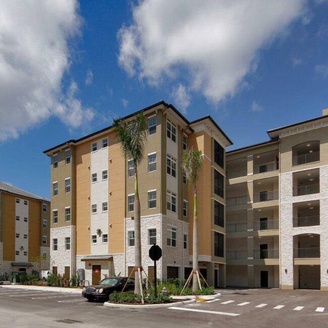 Bainbridge Coral Springs multistory buildings with garages and elevators