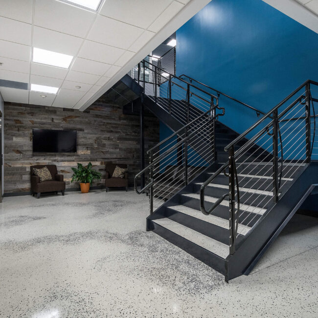 HGR Construction Office interior stairwell from first floor