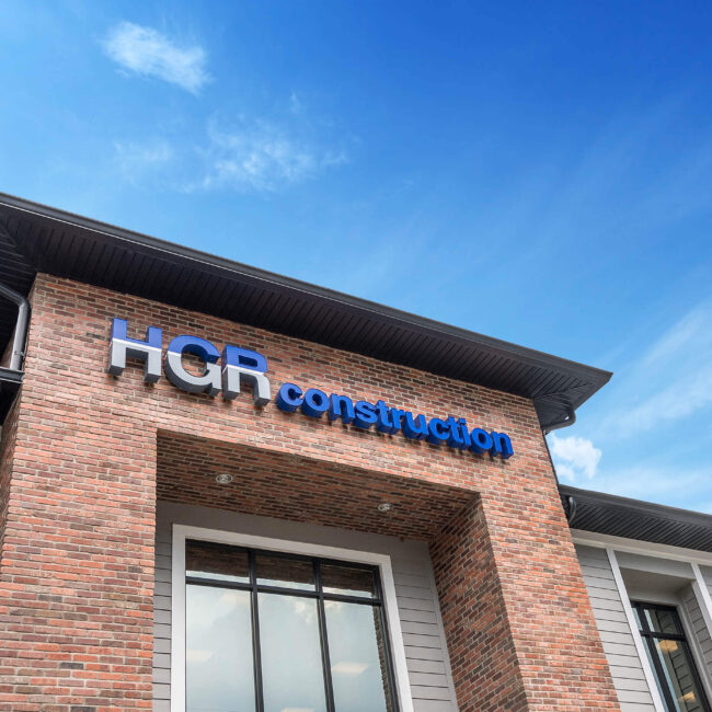 HGR Construction Office exterior building signage